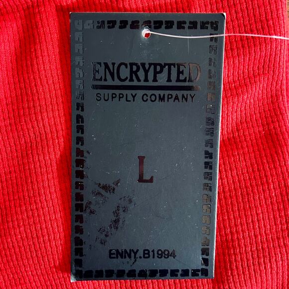 Encrypted Supply Co Shirt Womens Large Red Thermal Waffle Knit Long Sleeve NWT - Picture 4 of 8